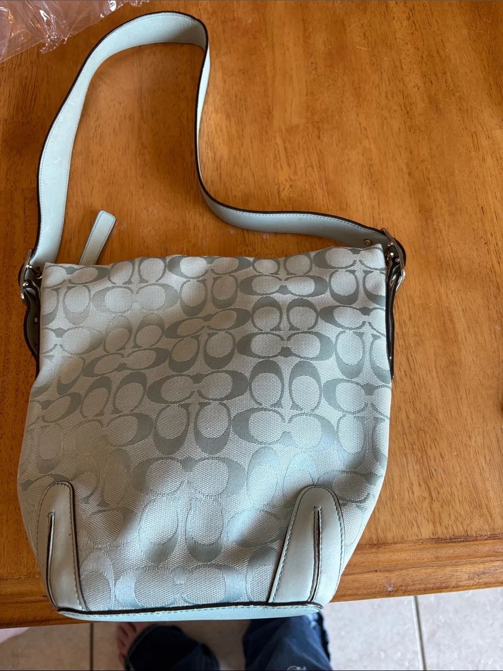 Coach 2006 Light Blue Signature Canvas Shoulder Bag